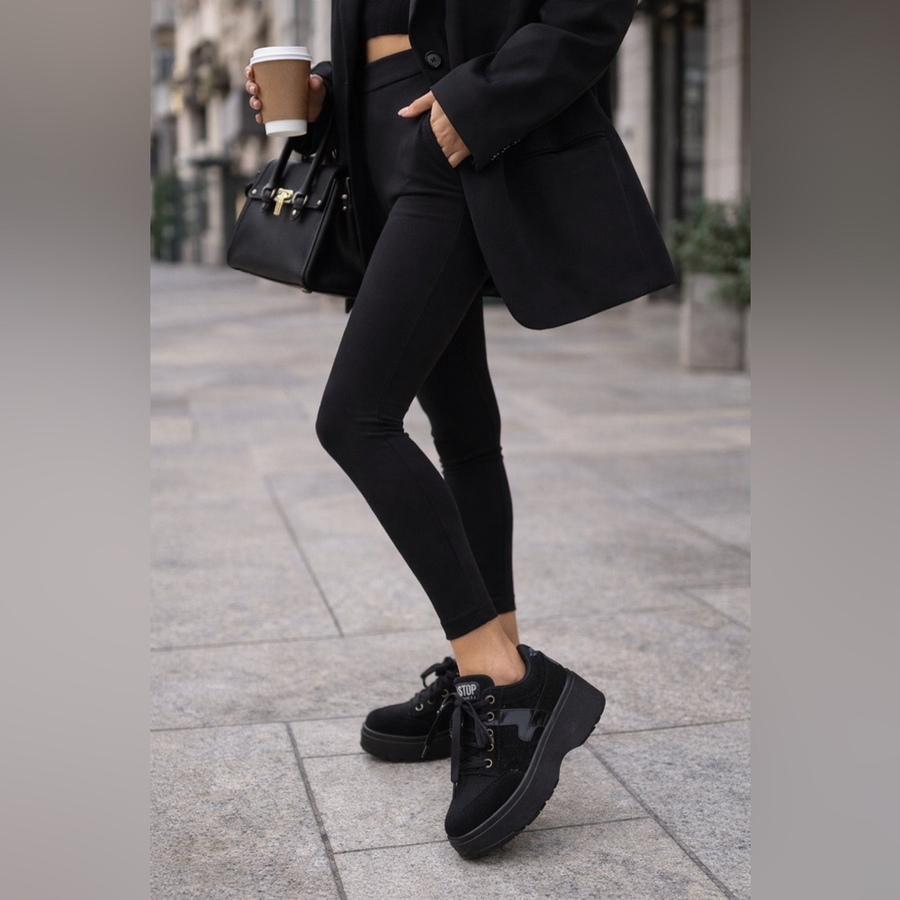 BNWOT Black Platform Sneakers Chunky Street Style | Made in Italy | Size 40